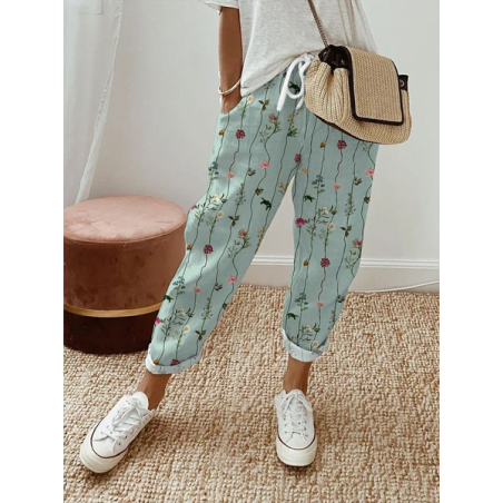Women's Floral Ankle Pants Pant Casual Spring/Fall Trousers