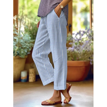 Women's Plaid Ankle Pants Pant Casual Spring/Fall Trousers