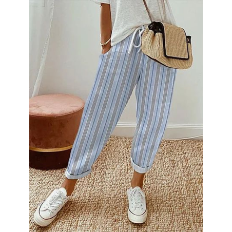 Women's Striped Ankle Pants Pant Casual Spring/Fall Trousers