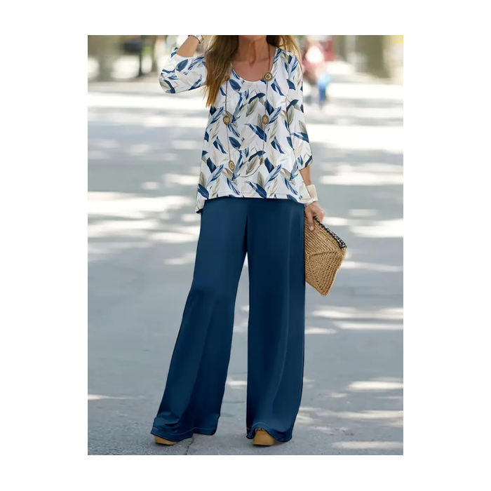 Women's Floral Printing Two-Piece Set Daily Long Sleeve Casual Spring/Fall Top With Pants Matching Set