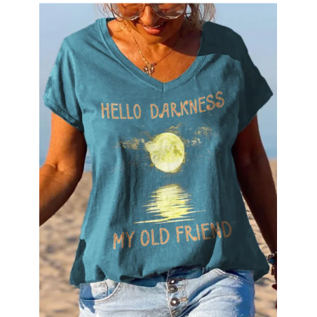 Women's Text Letters Short Sleeve Tee T-shirt V Neck Printing Casual Summer Graphic Tee Top