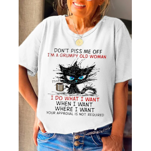 Women's Text Letters Short Sleeve Tee T-shirt Crew Neck Printing Casual Summer Graphic Tee Top