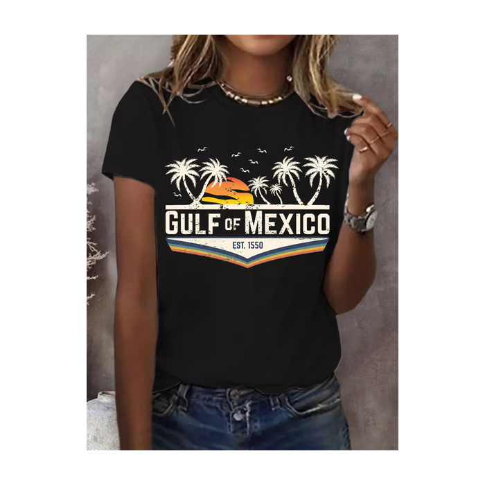 Women's Text Letters Short Sleeve Tee T-shirt Crew Neck Printing Casual Summer Graphic Tee Top