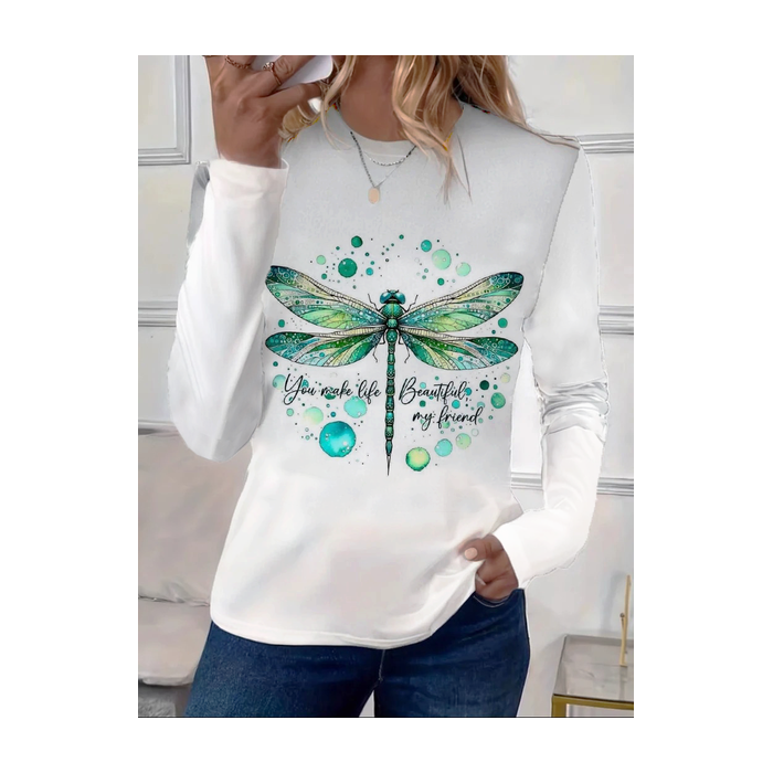 Women's Text Letters Long Sleeve Tee T-shirt Crew Neck Printing Casual Spring/Fall Graphic Tee Top