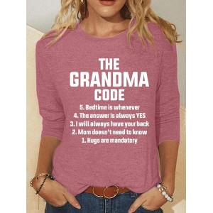 Women's Funny Grandma Code Long Sleeve Crew Neck T-Shirt