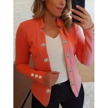 Women's Spring/Fall Outerwear Casual Buckle Plain Long Sleeve V Neck Jacket