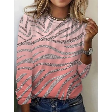 Women's Long Sleeve Tee T-shirt Spring/Fall Geometric Jersey Crew Neck Daily Going Out Casual Top