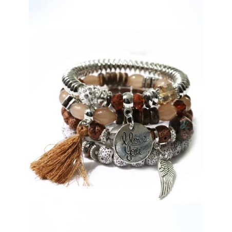 Bohemian multi-layer bracelet creative tassel bodhi beaded wings love fashion bracelet jewelry