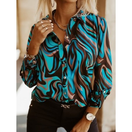 Women Geometric V Neck Long Sleeve Shirt Printing Casual Daily Spring/Fall Top