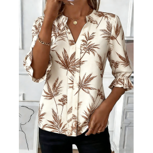 Women Plain V Neck Half Sleeve Shirt Elegant Daily Summer Top