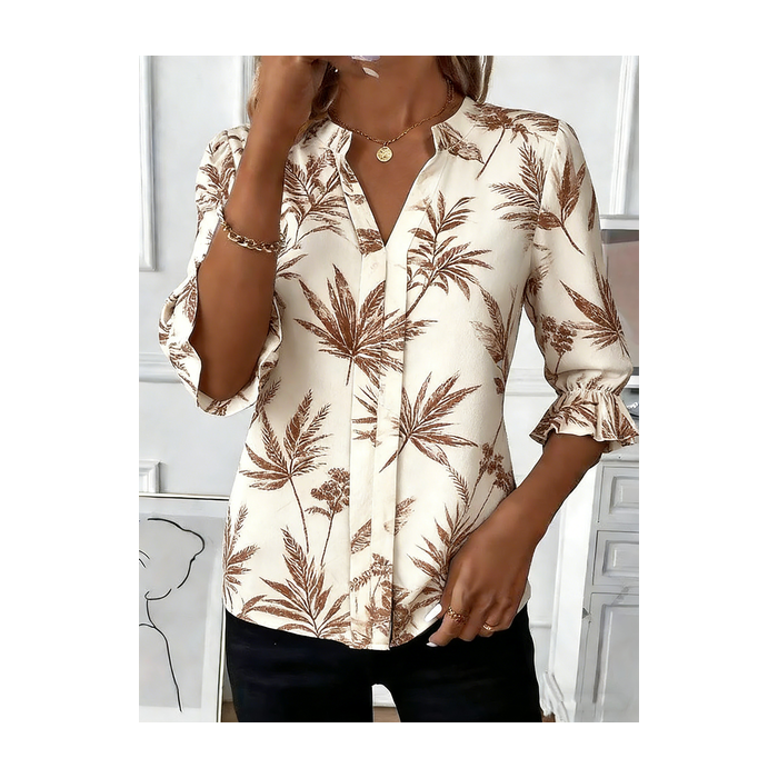 Women Plain V Neck Half Sleeve Shirt Elegant Daily Summer Top