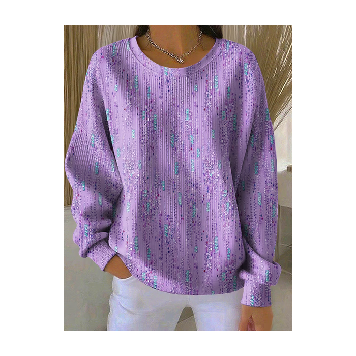 Women Abstract Crew Neck Printing Casual Spring/Fall Long Sleeve Sweatshirt