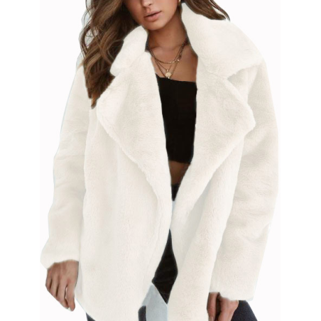 Women Spring/Fall Outerwear Casual Split Joint Plain Long Sleeve Lapel Collar Jacket