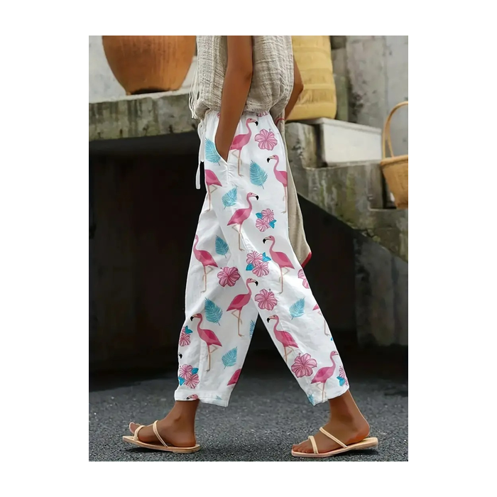 Women Floral Long Pants Casual Spring/Fall Trousers