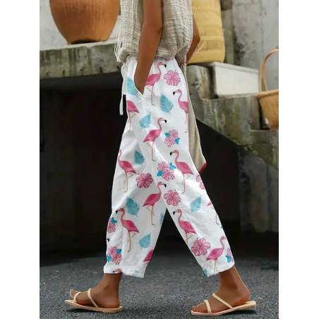 Women Floral Long Pants Casual Spring/Fall Trousers