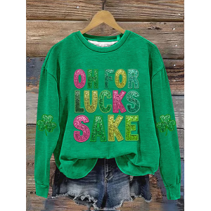 Women Text Letters Crew Neck Printing Casual Spring/Fall Long Sleeve Sweatshirt