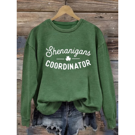 Women Text Letters Crew Neck Printing Casual Spring/Fall Long Sleeve Sweatshirt