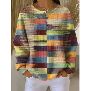 Women Abstract Crew Neck Printing Casual Spring/Fall Long Sleeve Sweatshirt