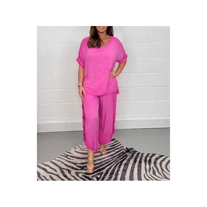 Women Plain Two-Piece Set Daily Half Sleeve Vintage Summer Top With Pants Matching Set