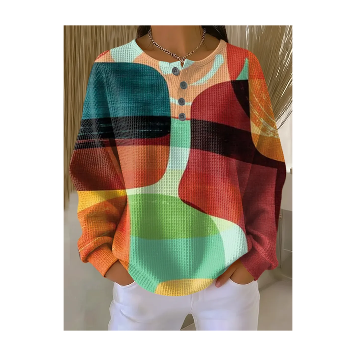 Women Abstract Crew Neck Printing Casual Spring/Fall Long Sleeve Sweatshirt