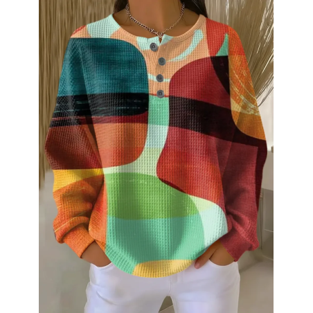 Women Abstract Crew Neck Printing Casual Spring/Fall Long Sleeve Sweatshirt