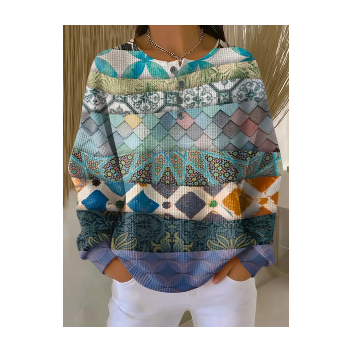 Women Abstract Crew Neck Printing Casual Spring/Fall Long Sleeve Sweatshirt