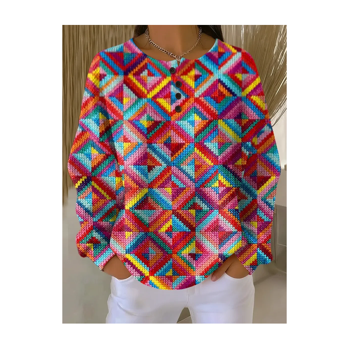 Women Abstract Crew Neck Printing Casual Spring/Fall Long Sleeve Sweatshirt