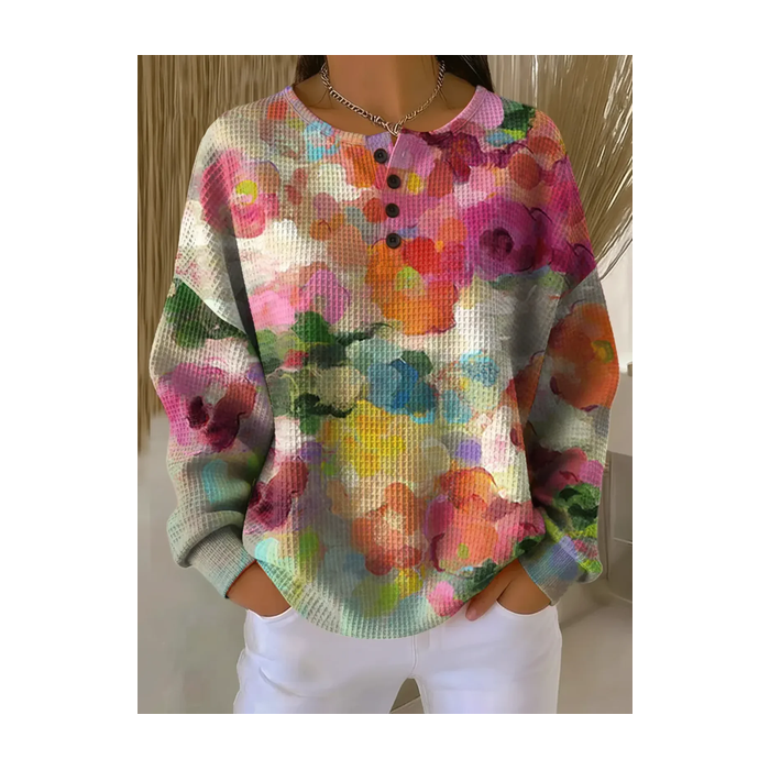 Women Floral Crew Neck Printing Casual Spring/Fall Long Sleeve Sweatshirt