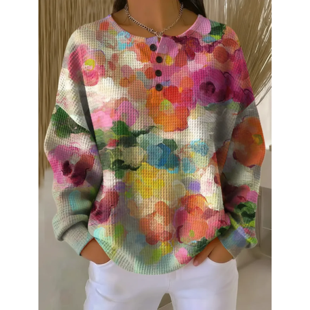 Women Floral Crew Neck Printing Casual Spring/Fall Long Sleeve Sweatshirt