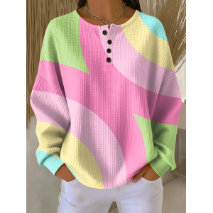 Women Abstract Crew Neck Printing Casual Spring/Fall Long Sleeve Sweatshirt
