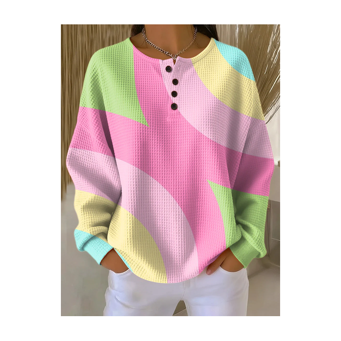 Women Abstract Crew Neck Printing Casual Spring/Fall Long Sleeve Sweatshirt