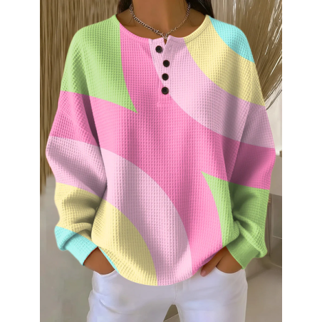 Women Abstract Crew Neck Printing Casual Spring/Fall Long Sleeve Sweatshirt