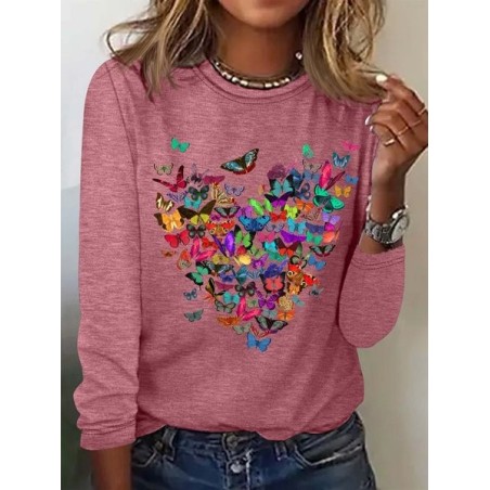Women Text Letters Crew Neck Long Sleeve Blouse Casual Daily Spring/Fall Top