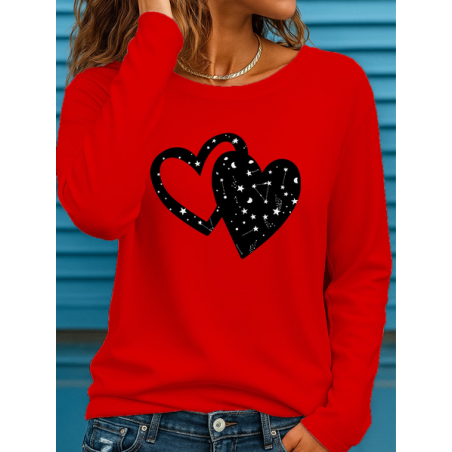 Women Heart/Cordate Long Sleeve Tee T-shirt Crew Neck Printing Casual Graphic Tee Spring/Fall Top
