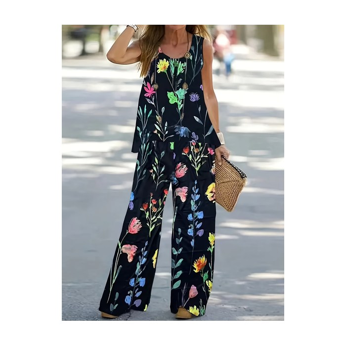 Women Floral Printing Two-Piece Set Daily Sleeveless Casual Summer Multi-Piece Set Matching Set