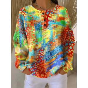Women Abstract Crew Neck Printing Casual Spring/Fall Long Sleeve Sweatshirt