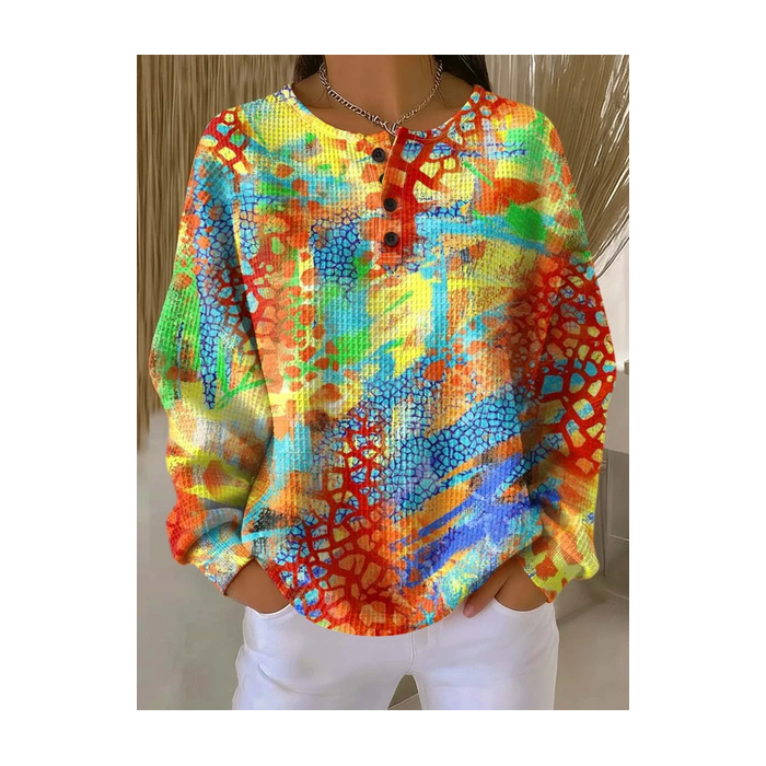 Women Abstract Crew Neck Printing Casual Spring/Fall Long Sleeve Sweatshirt