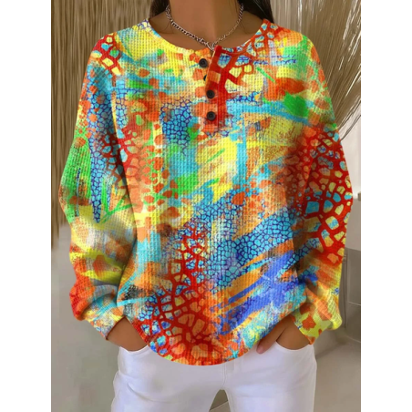 Women Abstract Crew Neck Printing Casual Spring/Fall Long Sleeve Sweatshirt