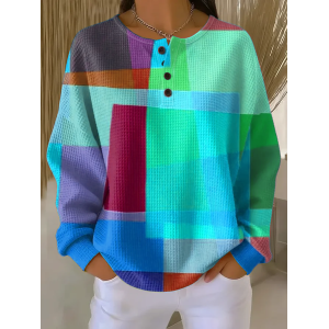 Women Abstract Crew Neck Printing Casual Spring/Fall Long Sleeve Sweatshirt