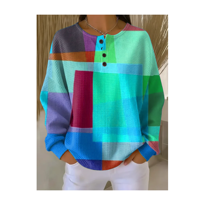 Women Abstract Crew Neck Printing Casual Spring/Fall Long Sleeve Sweatshirt