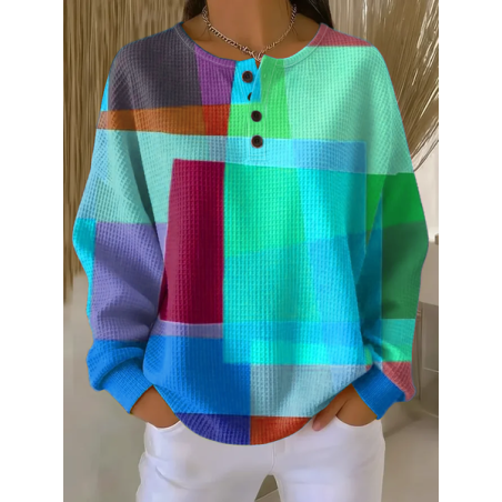 Women Abstract Crew Neck Printing Casual Spring/Fall Long Sleeve Sweatshirt