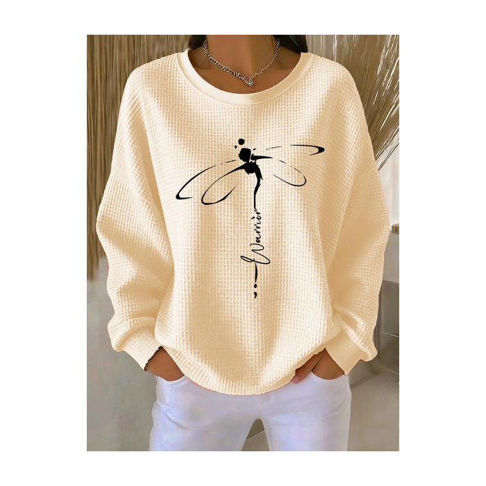 Women Dragonfly Long Sleeve Tee T-shirt Crew Neck Casual Spring/Fall Top