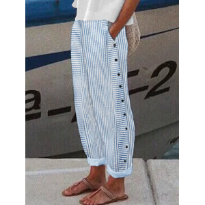 Women Striped Ankle Pants Pants Casual Spring/Fall Trousers