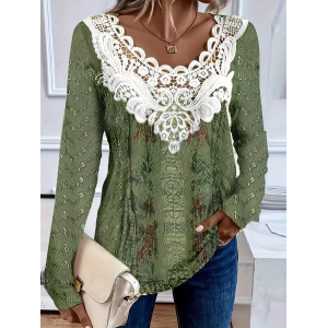 Women Abstract Long Sleeve Tee T-shirt Crew Neck Printing Casual Graphic Tee Spring/Fall Top