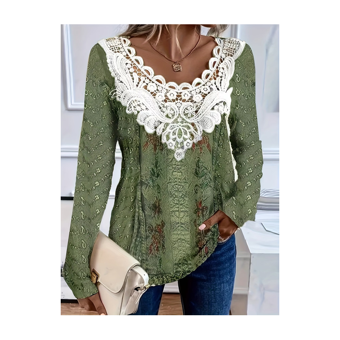 Women Abstract Long Sleeve Tee T-shirt Crew Neck Printing Casual Graphic Tee Spring/Fall Top