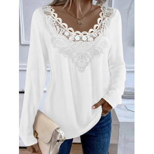 Women Plain Long Sleeve Tee T-shirt Crew Neck Printing Casual Graphic Tee Spring/Fall Top