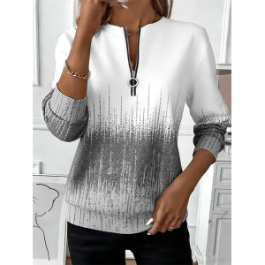 Women Gradient Pattern Crew Neck Vintage Spring/Fall Long Sleeve Sweatshirt