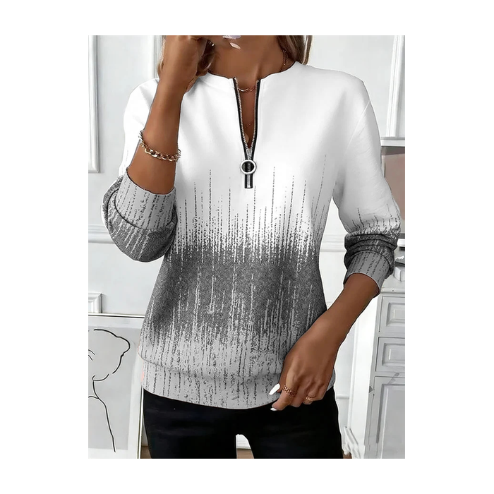 Women Gradient Pattern Crew Neck Vintage Spring/Fall Long Sleeve Sweatshirt