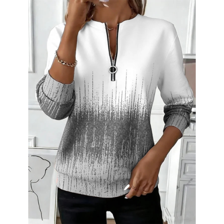 Women Gradient Pattern Crew Neck Vintage Spring/Fall Long Sleeve Sweatshirt