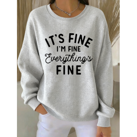Women Letter Pattern Crew Neck Vintage Spring/Fall Long Sleeve Sweatshirt